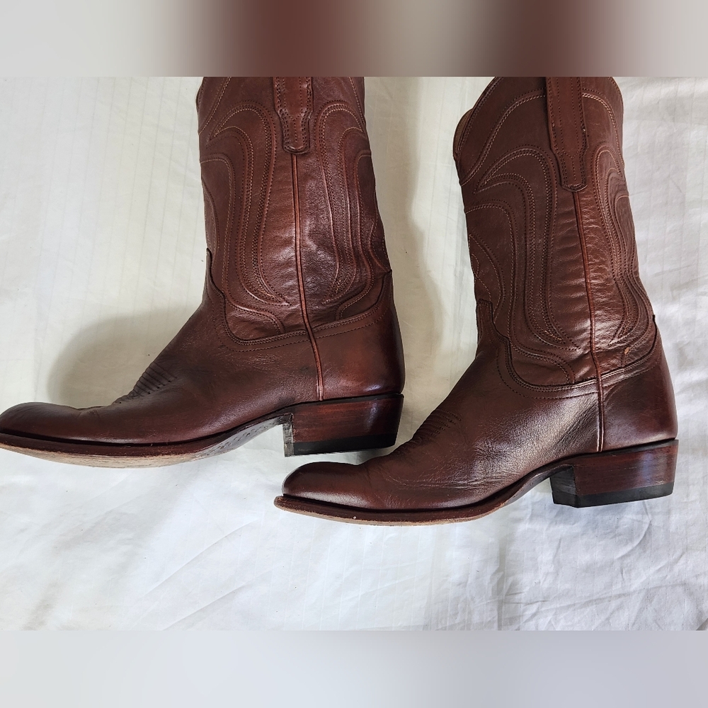 Tecovas Rich Brown Leather Cowboy Boots Size 10.5 - Picture 11 of 14